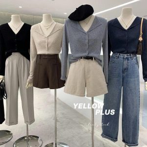 Áo cardigan dệt kim cổ bẻ