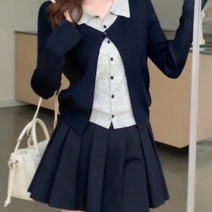 Sơ mi giả cardigan