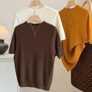 ÁO LEN CỔ TRÒN TAY NGẮN BASIC ANNA