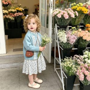 SET ĐẦM HOA MIX KHOÁC LEN XANH
