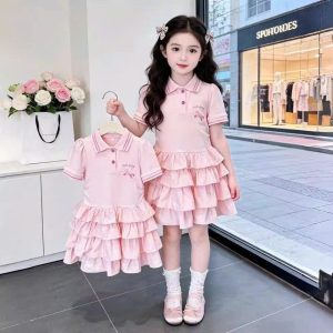 VÁY POLO PHỐI TẦNG CHO BÉ GÁI