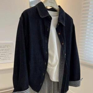 ÁO KHOÁC DENIM LÓT KẺ CARO