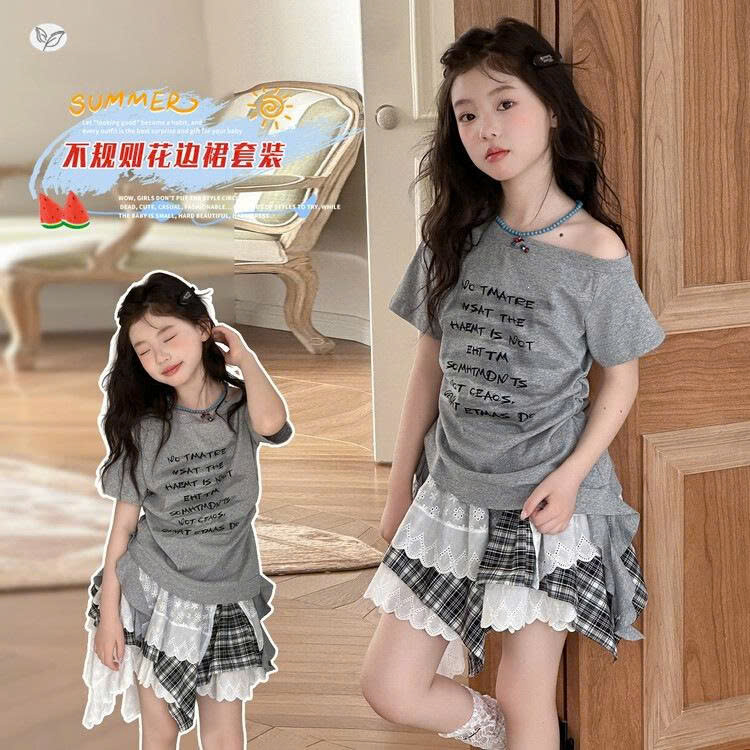 SET ÁO TRỄ VAI MIX VÁY BÉ GÁI