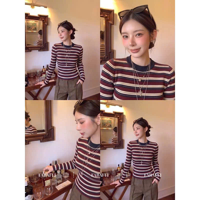 Áo kẻ chuẩn vibes thu