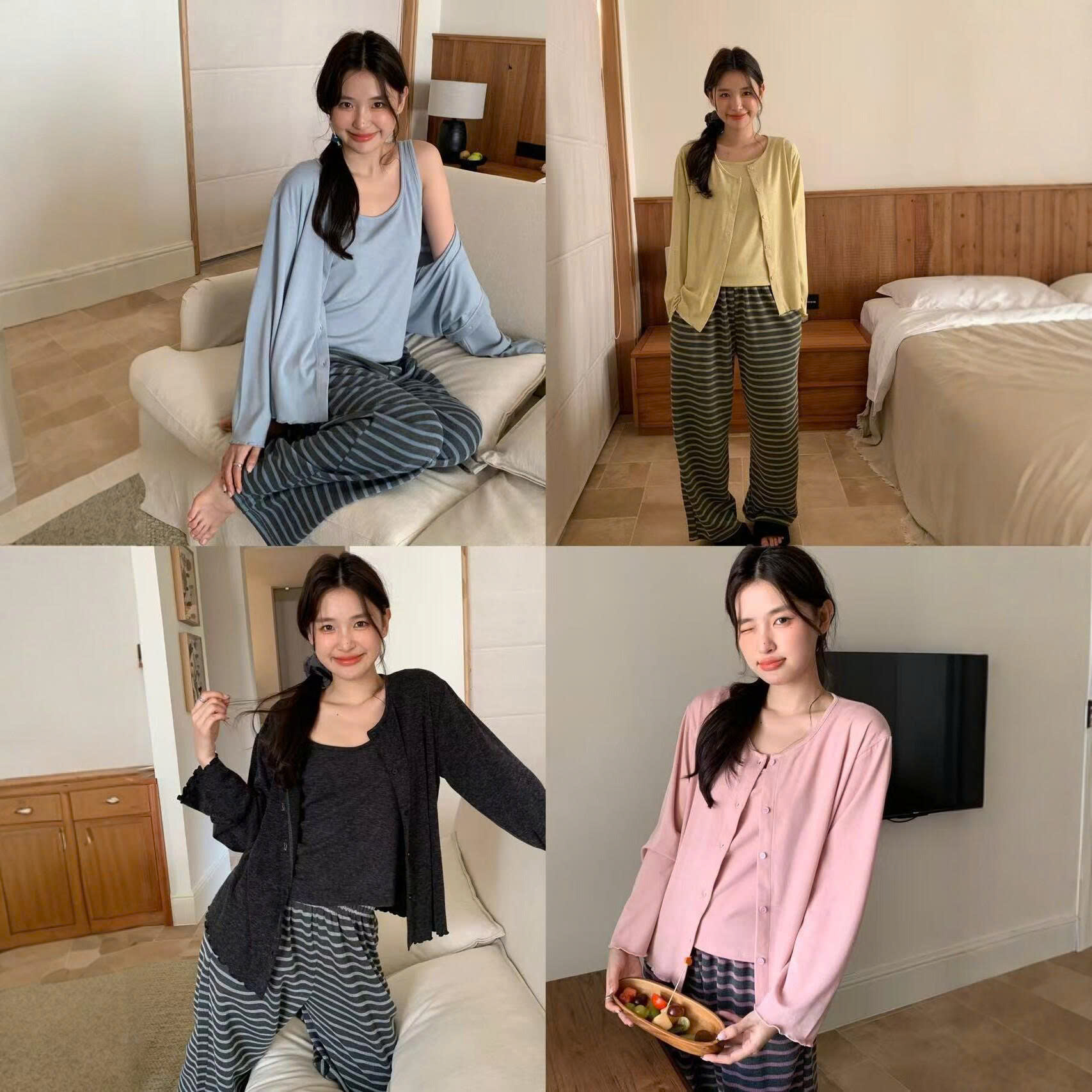 BỘ ĐỒ NGỦ 3 CHI TIẾT PHONG CÁCH HÀN QUỐC SIÊU XINH