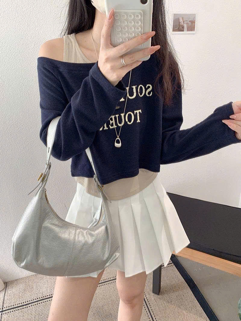 SET 2 ÁO CROPTOP LỆCH VAI 2 LỚP KEKEZOON